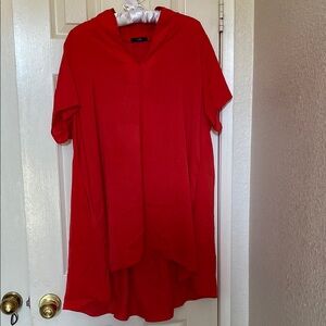 Ruti Vibrant Red High Low Tunic top with pockets Size 12 women
